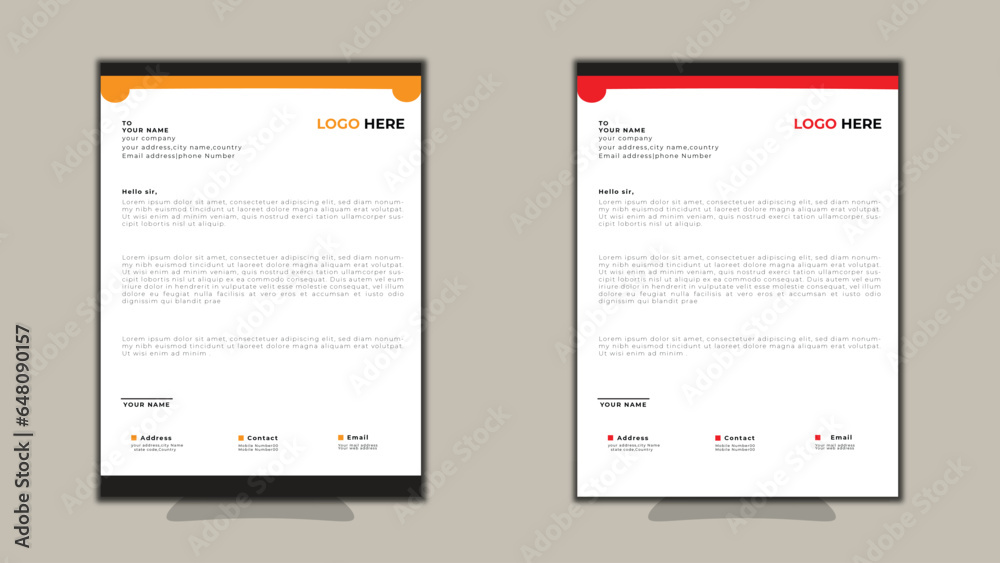 Letterhead template in Abstract style design.