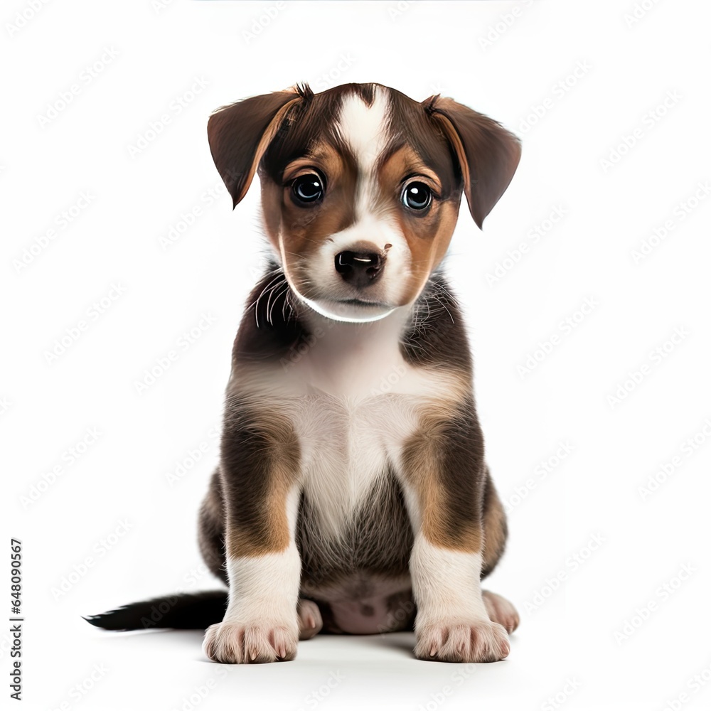 Cute Puppy on White Background, Generative AI Illustration Cute Puppy on White Background, Generative AI Illustration