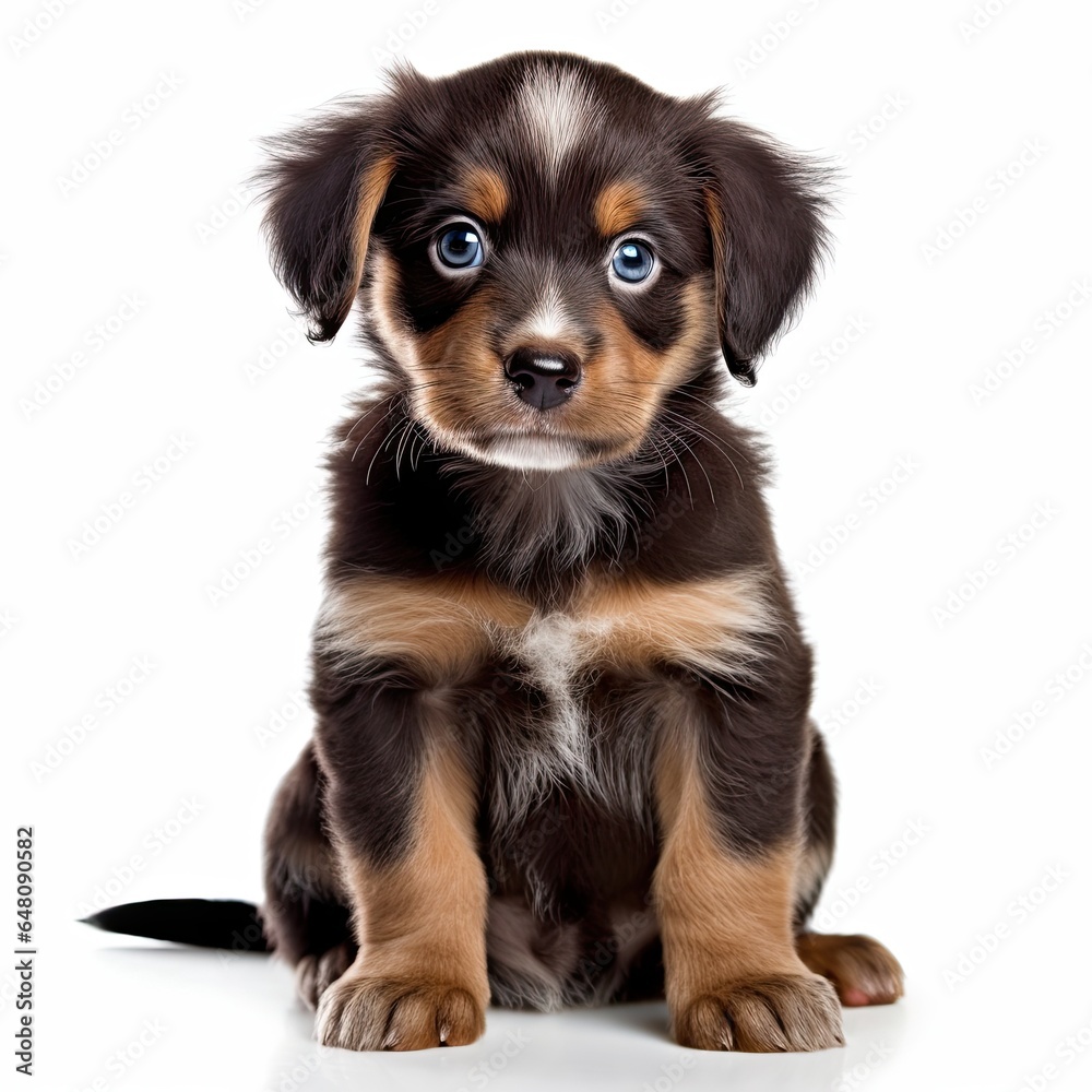 Cute Puppy on White Background, Generative AI Illustration Cute Puppy on White Background, Generative AI Illustration