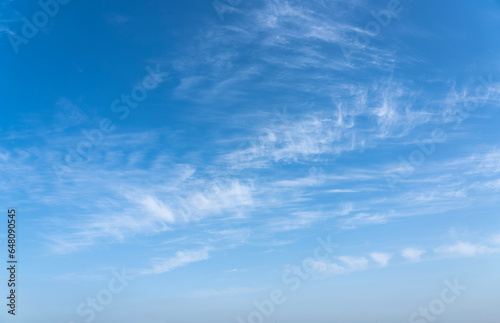 Fototapeta Naklejka Na Ścianę i Meble -  Blue sky and beautiful cloud with meadow tree. Plain landscape background for summer poster. The best view for holiday.