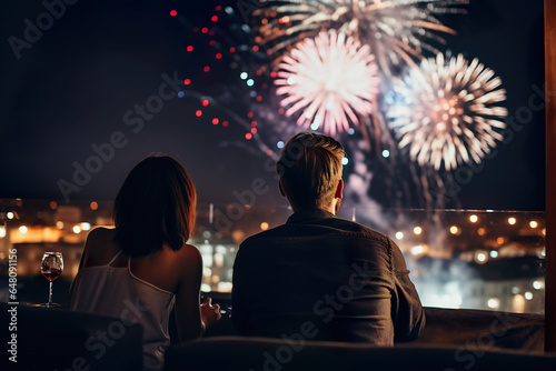 New year's eve firework at a terrace