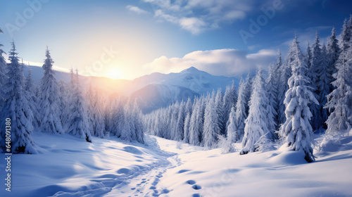 Winter mountain landscape. High rocky mountains. © Mikołaj Rychter