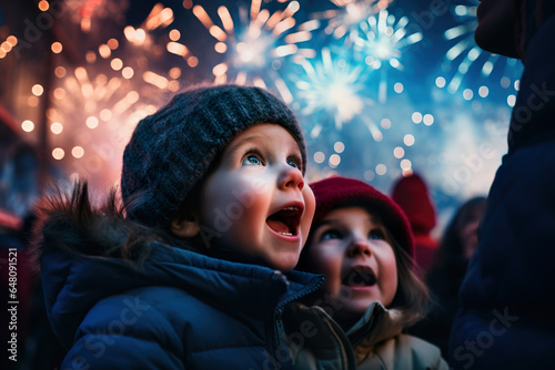 Childrens enjoying the firework