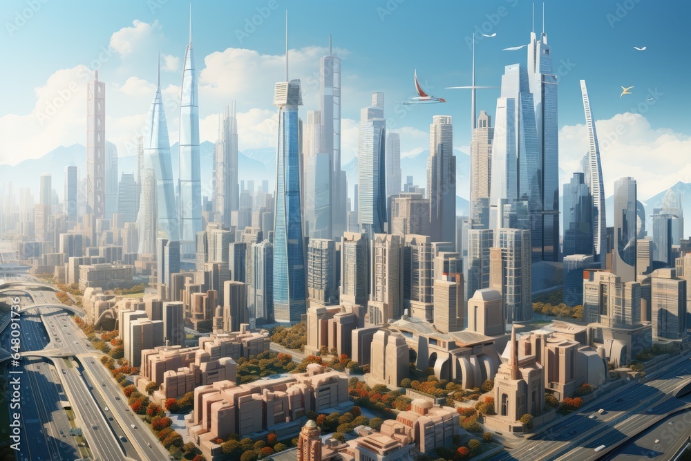Obraz premium Metropolis city low polygon design. Generative AI
