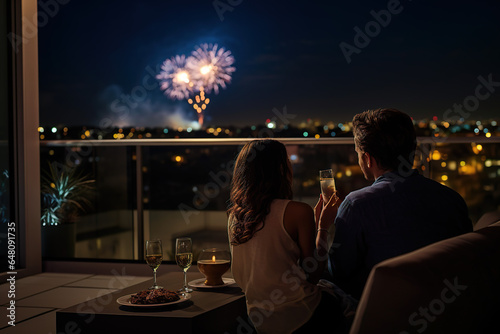 New year's eve firework at a terrace