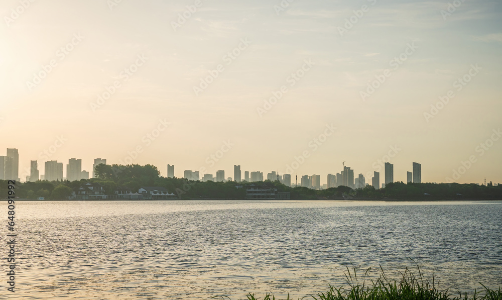 Cityscape by the lake in Wuxi, China