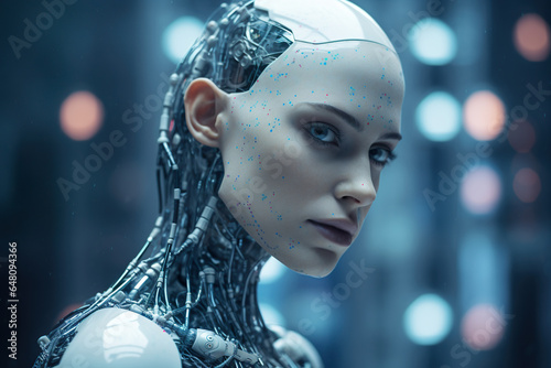 AI humanoid robot woman closeup