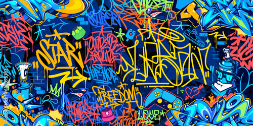 Dark Abstract Urban Style Hiphop Graffiti Street Art Vector Illustration Background Template