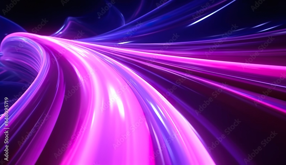 abstract futuristic dynamic background, neon glow and fast motion, in style of purple and blue, generative AI