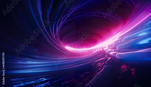 abstract futuristic background, dynamic motion in space, in style of purple and blue, generative AI