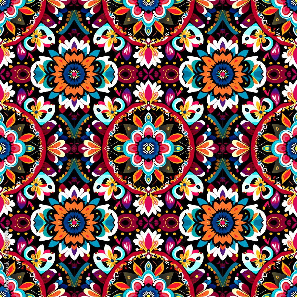 Seamless pattern with mandalas in indian style.