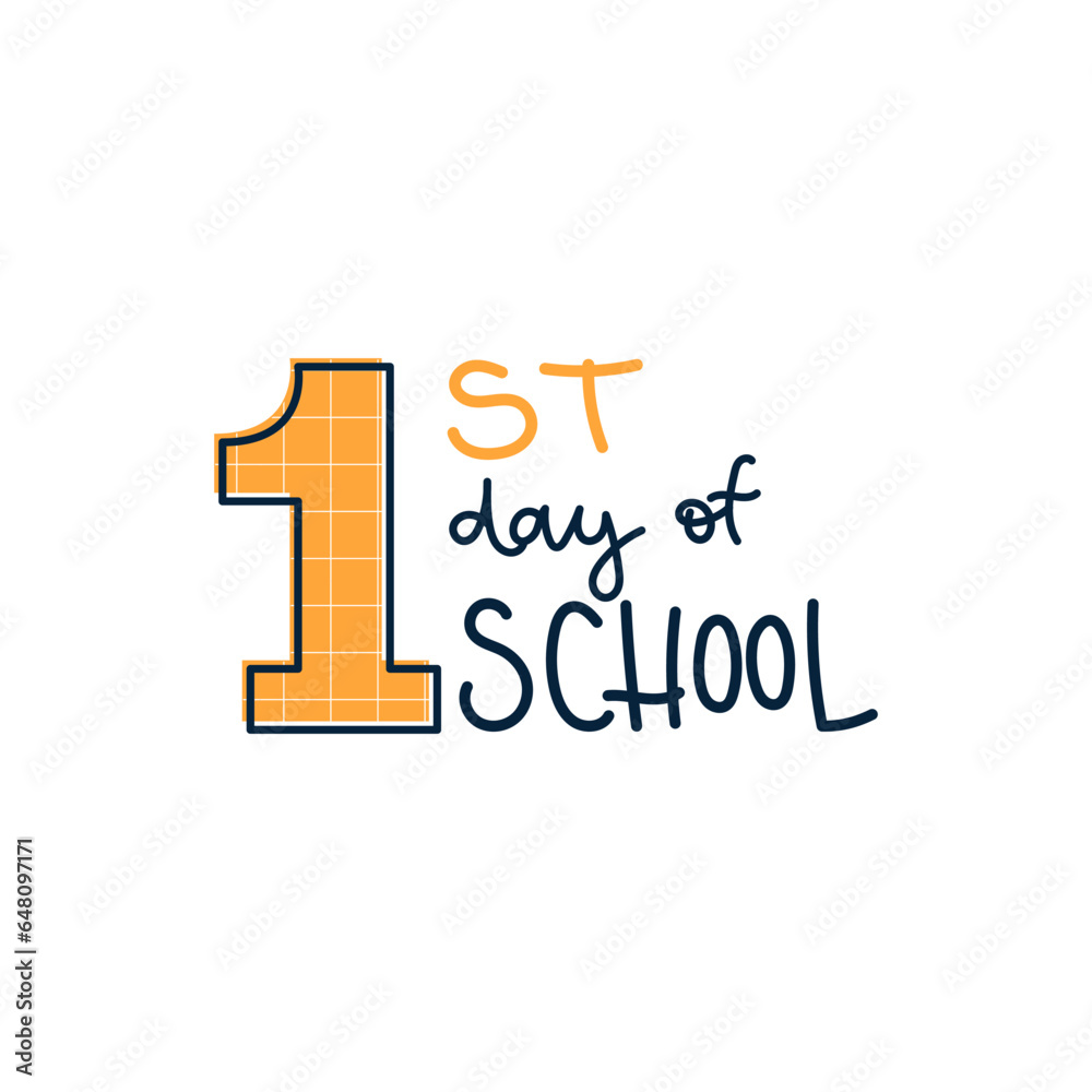 First day of school lettering. Back to school. Vector illustration, flat design First day of school lettering. Back to school. Vector illustration, flat design