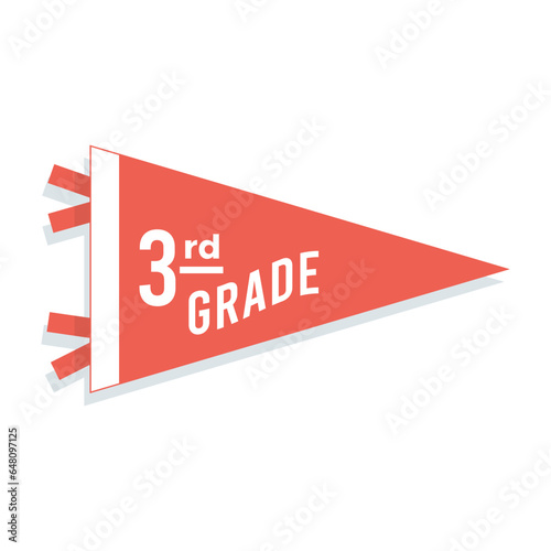 Back to school pennant flag. 3rd grade. Vector illustration, flat design