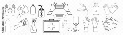Hygienic set. wash hands icon. Vector.