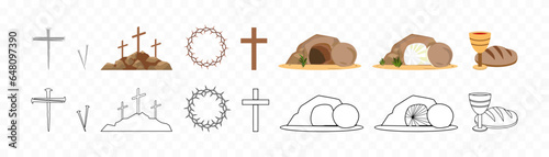 Risen icons set. Religion icons.