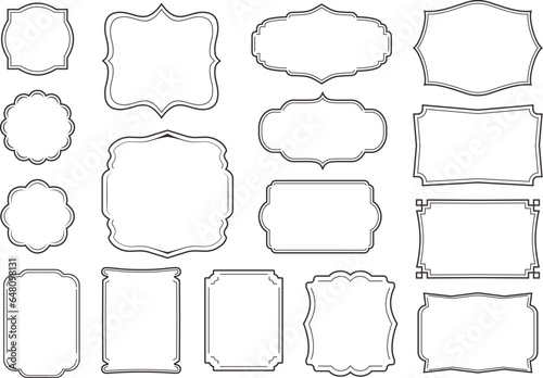 Calligraphic design elements. Vector vintage frame set on pattern retro background. 
