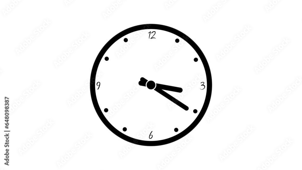 Time lapse 2d clock animated. first spinning clocks hand.Animation of a