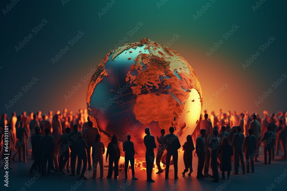 A global crowd unites on World Population Day to address common issues - obrazy, fototapety, plakaty 