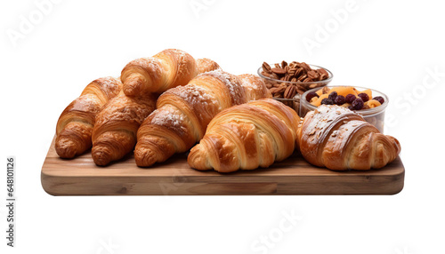 Croissants, pain au chocolat, and Danish pastries .croissant isolated on white