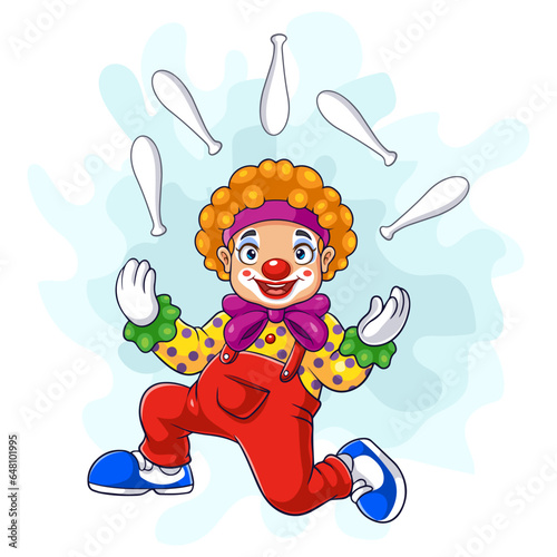 Cartoon funny clown showing juggling