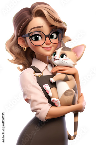 Wallpaper Mural Cartoon woman animal shelter worker character isolated