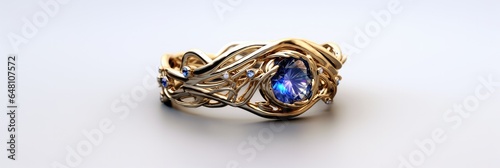 Artistic Ring With A Handcrafted Design Featuring Swirling Lines And Gemstone