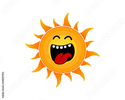 Sun with happy face cartoon vector illustration