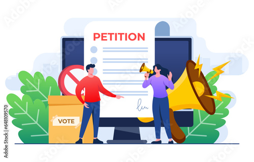 Online petition concept flat illustration vector template, Petition form, Making choice, balloting Paper, Democracy, Public appeal document, Complaint