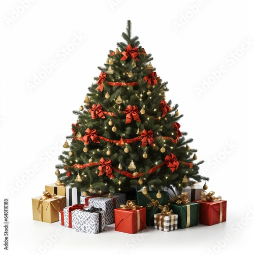 Christmas Tree with gifts on White background