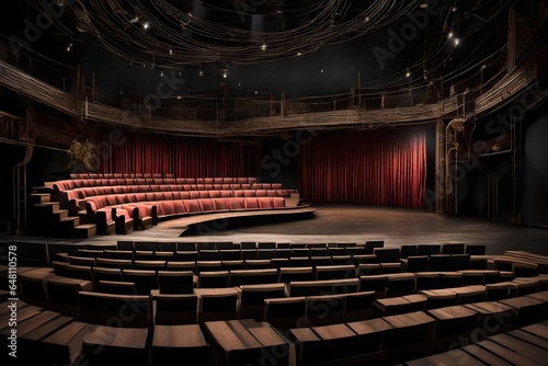 Render a contemporary and eclectic theater stage that transports audiences to diverse worlds and narratives with each performance.