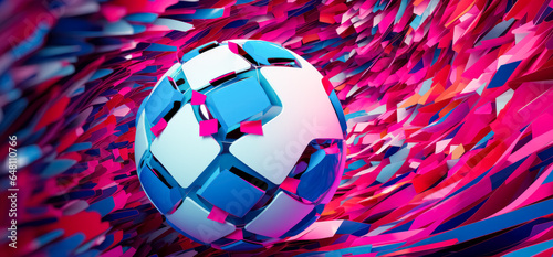 Soccer ball in multiple colors, with an abstract background wallpaper. Colorful Football ball.