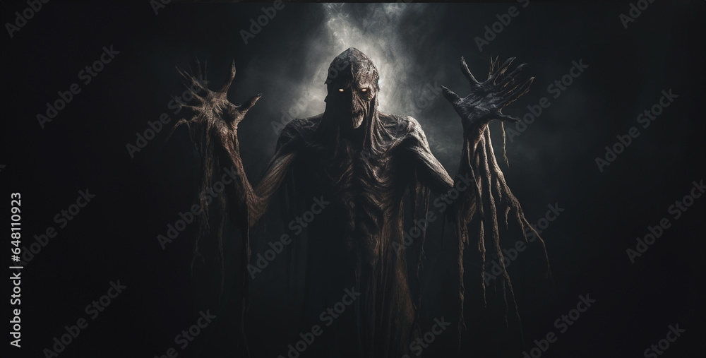 scary demon with long hands coming out from behind hd wallpaper