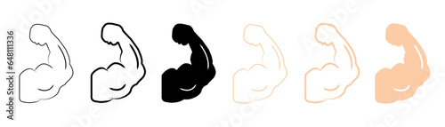 Arm muscle. Flex strong. Strong emoji line icon