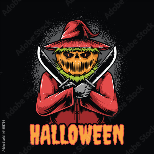 scarecrow holding large knife vector