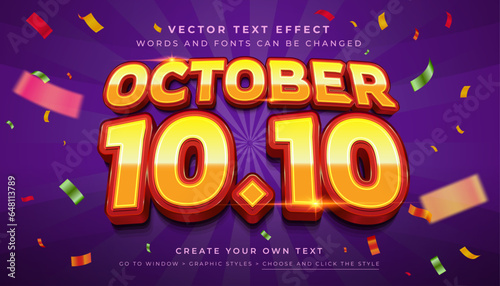 Wallpaper Mural Vector Editable 3D festive discount sale text effect. October 10.10 promotion graphic style on purple abstract background Torontodigital.ca