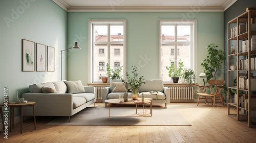 empty new mint room scandinavian style apartment.ai generative © Oleksandr