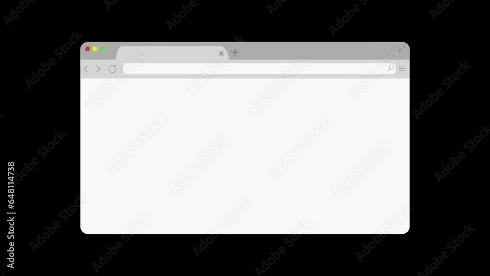 Blank browser window with space for text. Empty browser window on a laptop or computer with blank search bar. Black background.