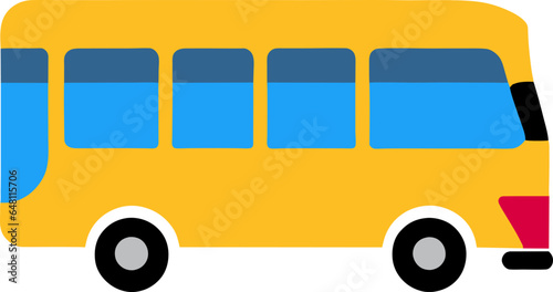 A cartoon school bus front view. Back to school. Vector flat illustration.
