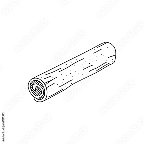 doodle cinnamon icon, hand drawing line art, food vector illustration isolated on white background
