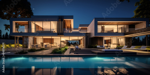 Modern House With Pool In Front Background, Picture Of Architectural Designs Background Image And Wallpaper  © Ayesha
