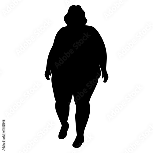 Obese Plus Size woman silhouette icon symbol. Vector illustration