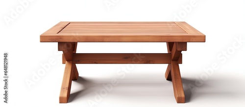 Wooden coffee table isolated on white background with clipping path