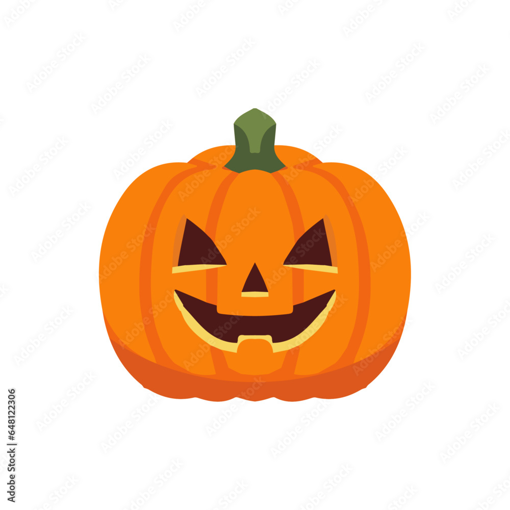 Pumpkin vector illustration, flat pumpkin halloween vector art isolated on a white background