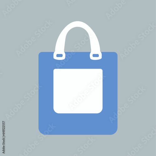 Totebag vector illustration, flat blue and white totebag, shopbag vector art isolated
