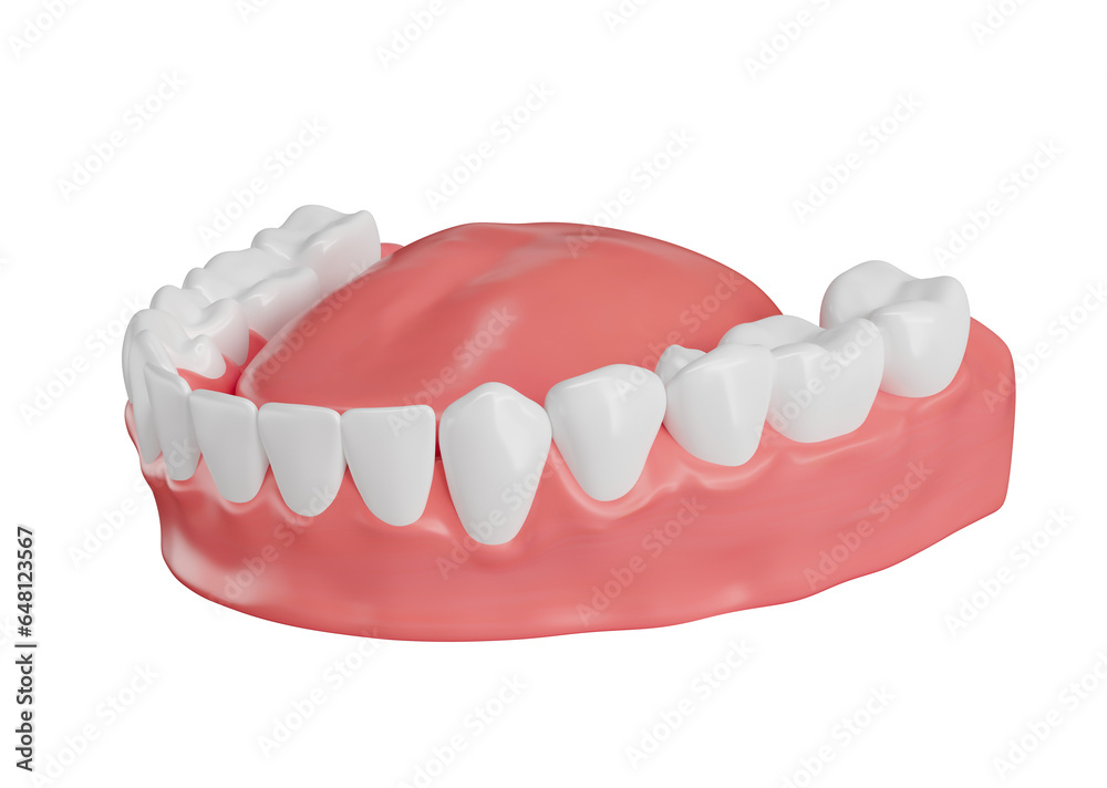 Obraz premium Dental arch with realistic tongue on transparent background in 3d rendering