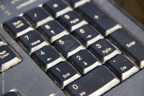 Old dusty keys from the keyboard, the keyboard from the computer.