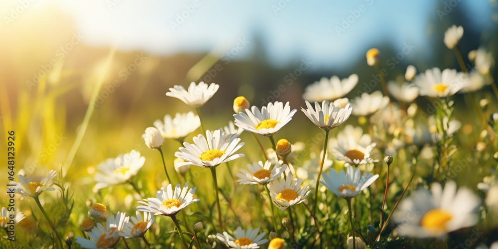 Yellow daisy blossom with copy space background