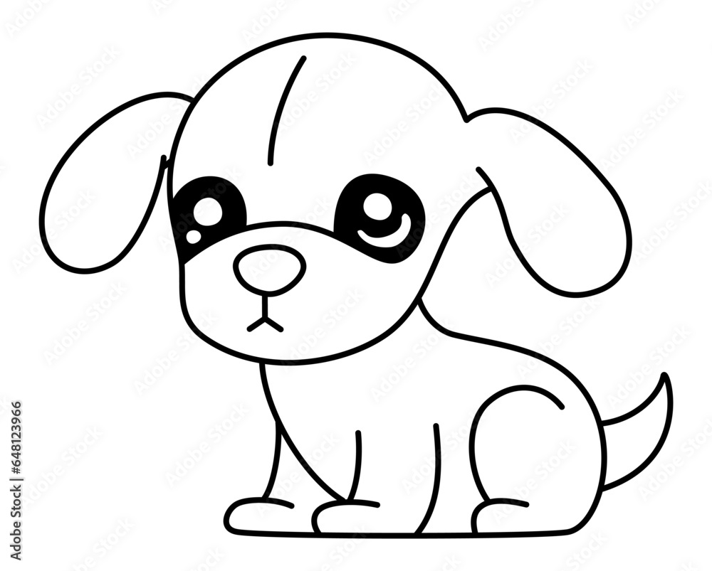 Dog - A Puppy Sits with Drooping Ears, Casting a Really Begging Eye as It Looks Sideways to the Left in a Whole-Body Portrait, Rendered in Flat Outline Art Minimalist Vector
Dog - A Puppy Sits with Drooping Ears, Casting a Really Begging Eye as It Looks Sideways to the Left in a Whole-Body Portrait, Rendered in Flat Outline Art Minimalist Vector