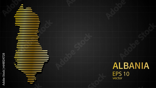  Vector gold map of Albania, futuristic modern website background or cover page .