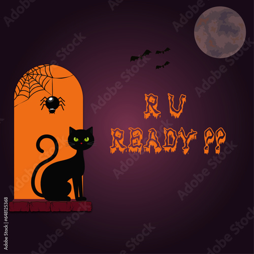halloween background with black cat